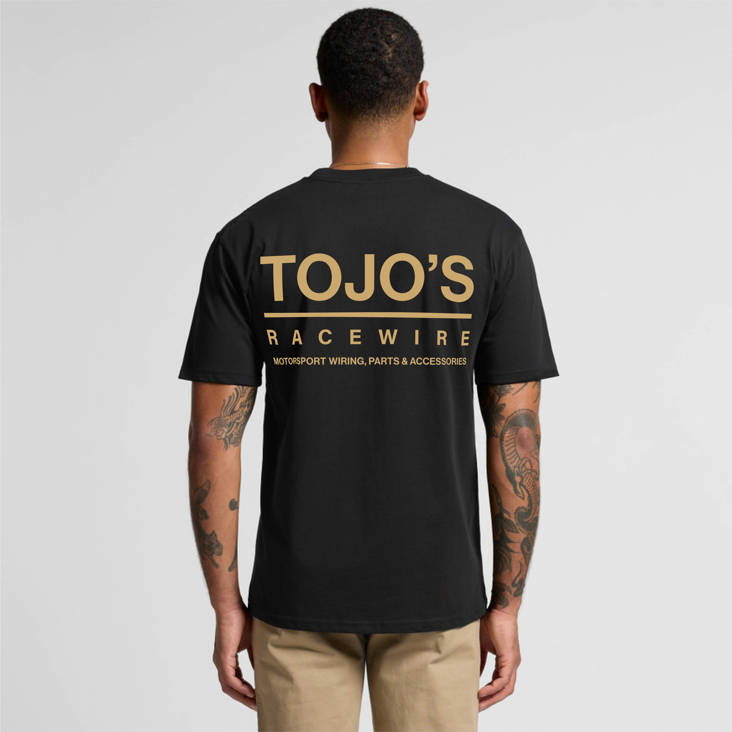 Tojo’s Racewire Tee – Gold / Black / Grey